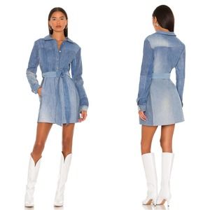 NWT EB Denim Medium Wash Patchwork Trench Dress Size XS